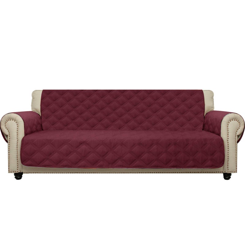 CHHKON Sofa Cover 100% Waterproof Non-Slip Quilted Furniture Protector Sofa Slipcover for Children, Pets for Leather Couch (Burgundy, 78") - Image 1